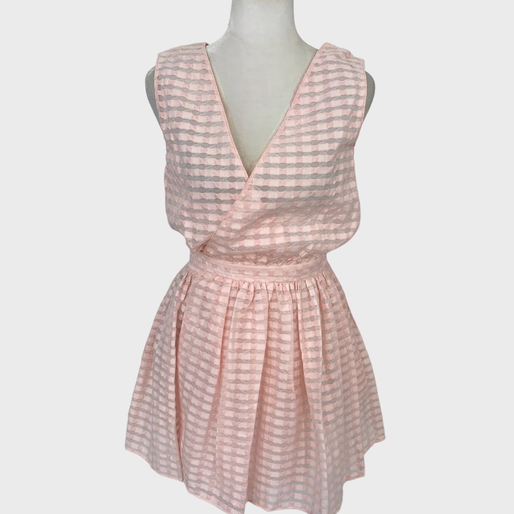 Red Valentino Pale Pink Checkered Wrap Mini Dress with Tie Belt NWT Size 40